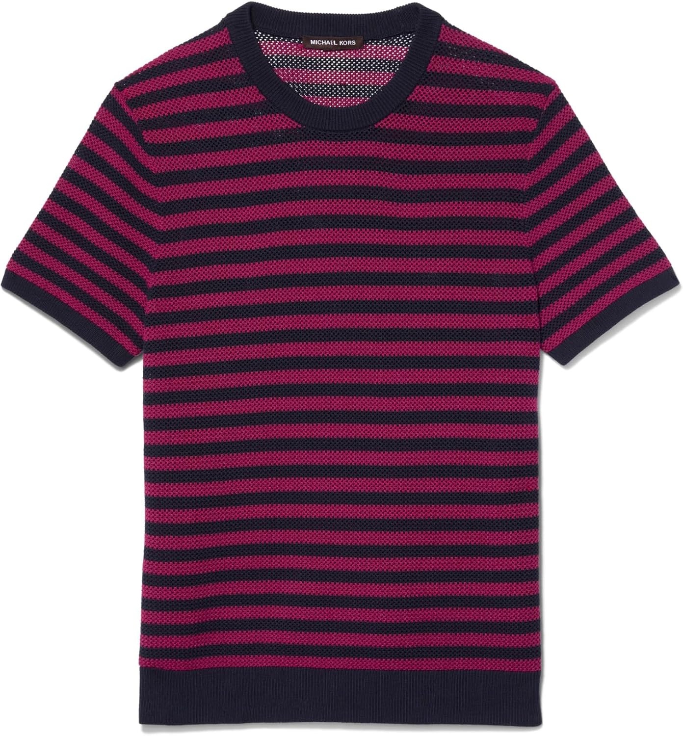 image:imageMichael Kors Mens Slim Mesh Stripe TeeWineberry