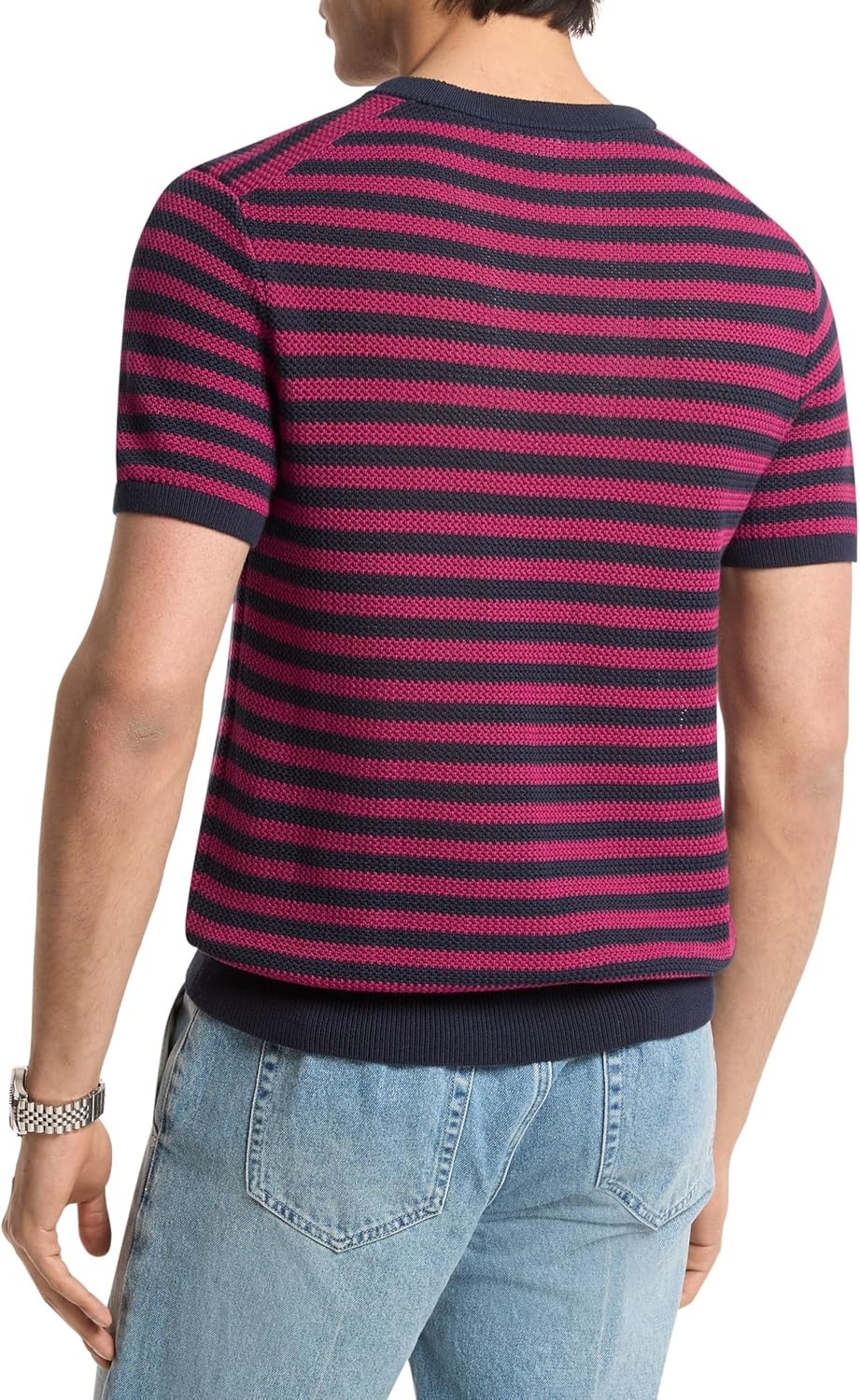 image:imageMichael Kors Mens Slim Mesh Stripe TeeWineberry