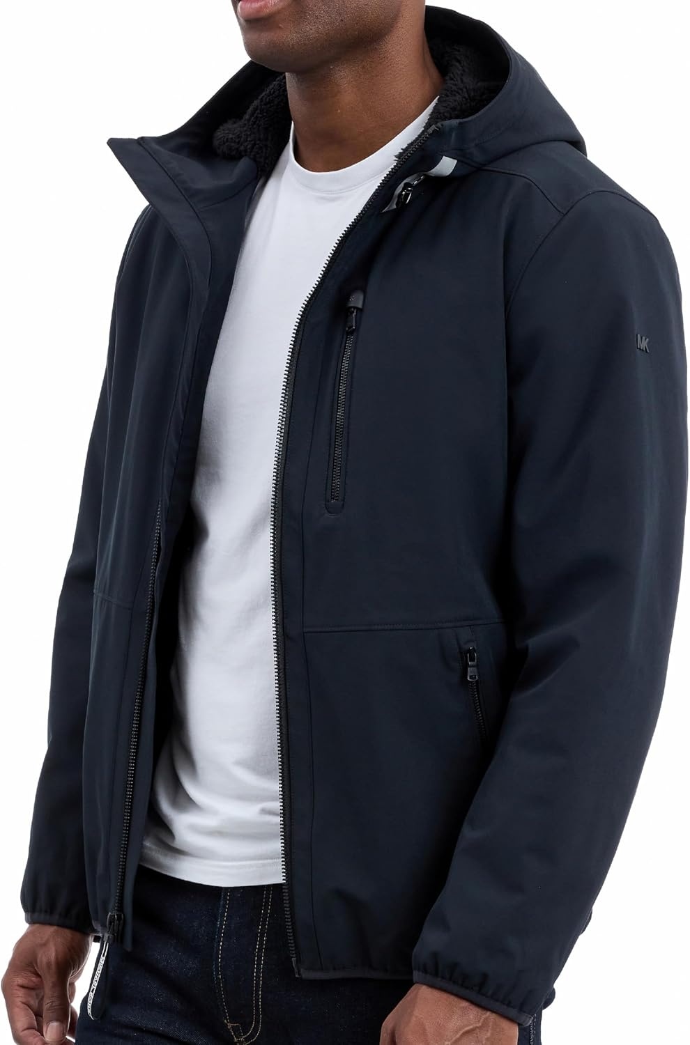 image:imageMichael Kors Mens Softshell Jacket With Faux Sherpa Lining Wind and Water Resistant Jackets for MenBlack