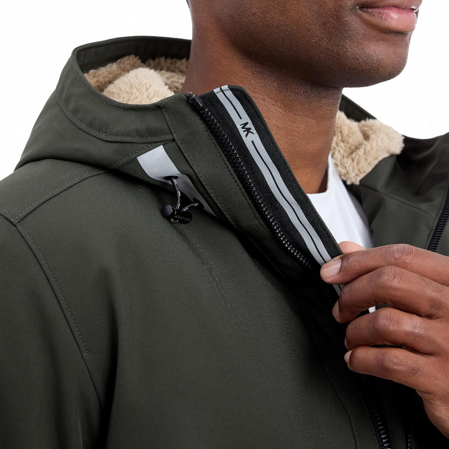 image:imageMichael Kors Mens Softshell Jacket With Faux Sherpa Lining Wind and Water Resistant Jackets for MenOlive