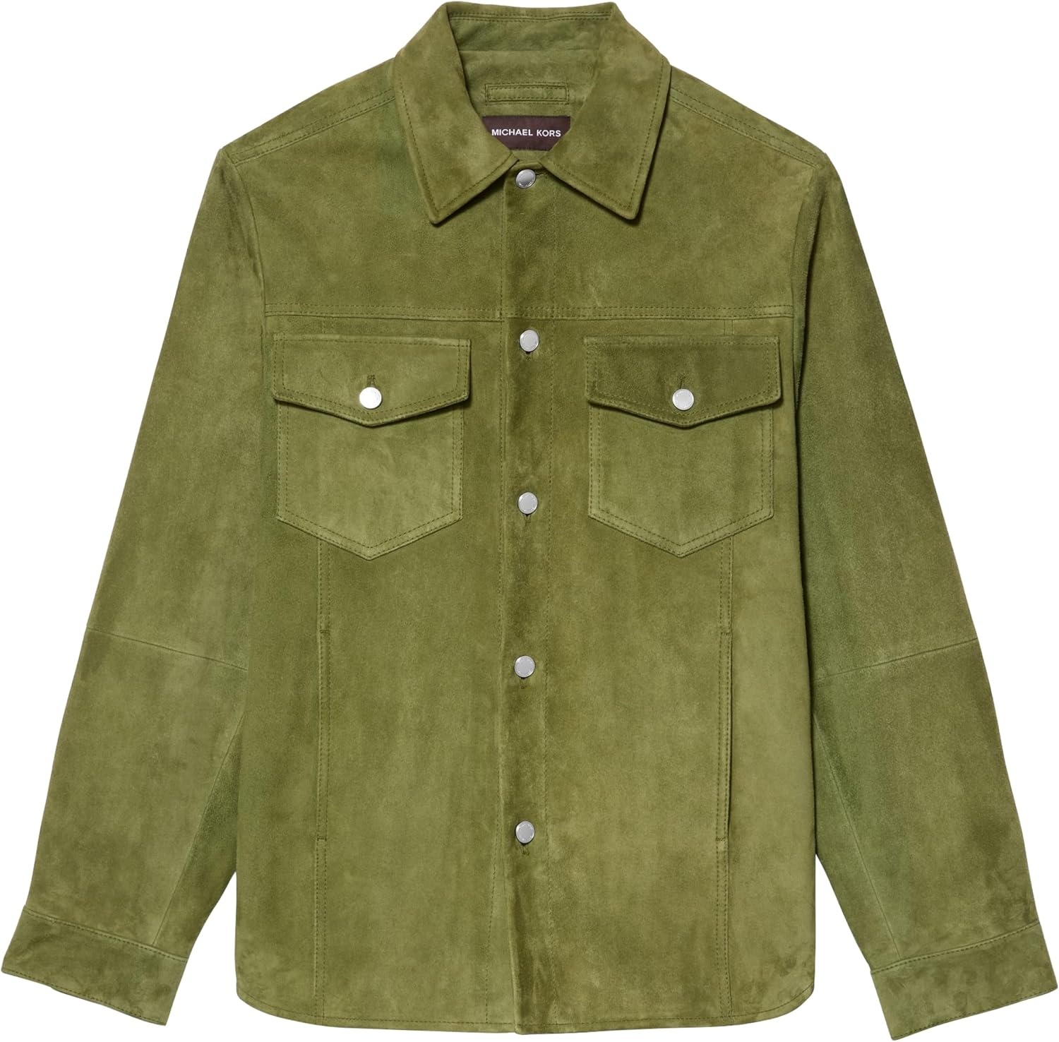image:imageMichael Kors Mens Suede Curve Hem Shirt JacketEvergreen