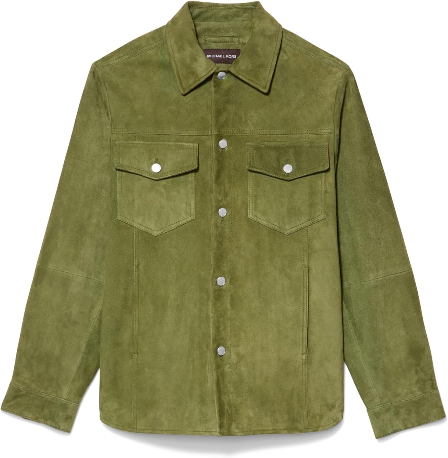 image:imageMichael Kors Mens Suede Curve Hem Shirt JacketEvergreen