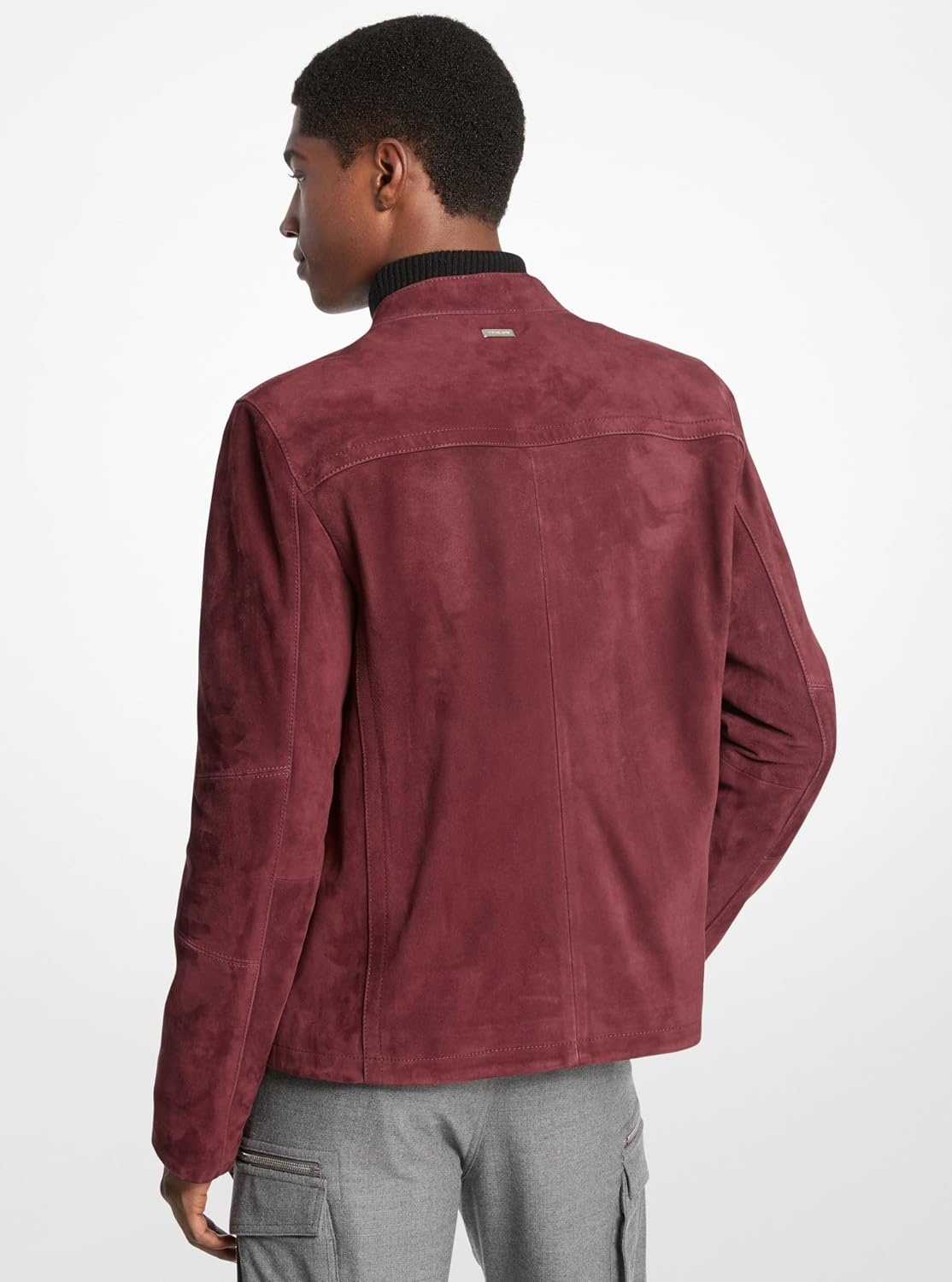 image:imageMichael Kors Mens Suede Double Zip Pocket Racer JacketOxblood