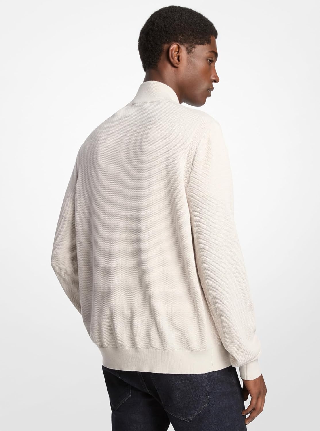 image:imageMichael Kors Mens Textured Full Zip SweaterCarbon Grey