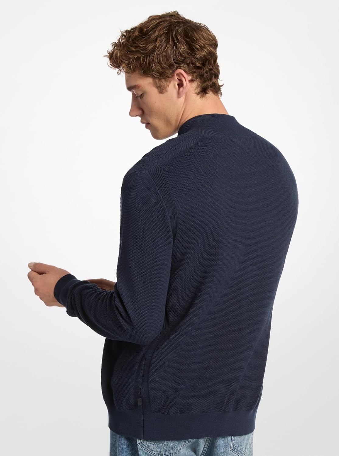 image:imageMichael Kors Mens Textured Full Zip SweaterMidnight