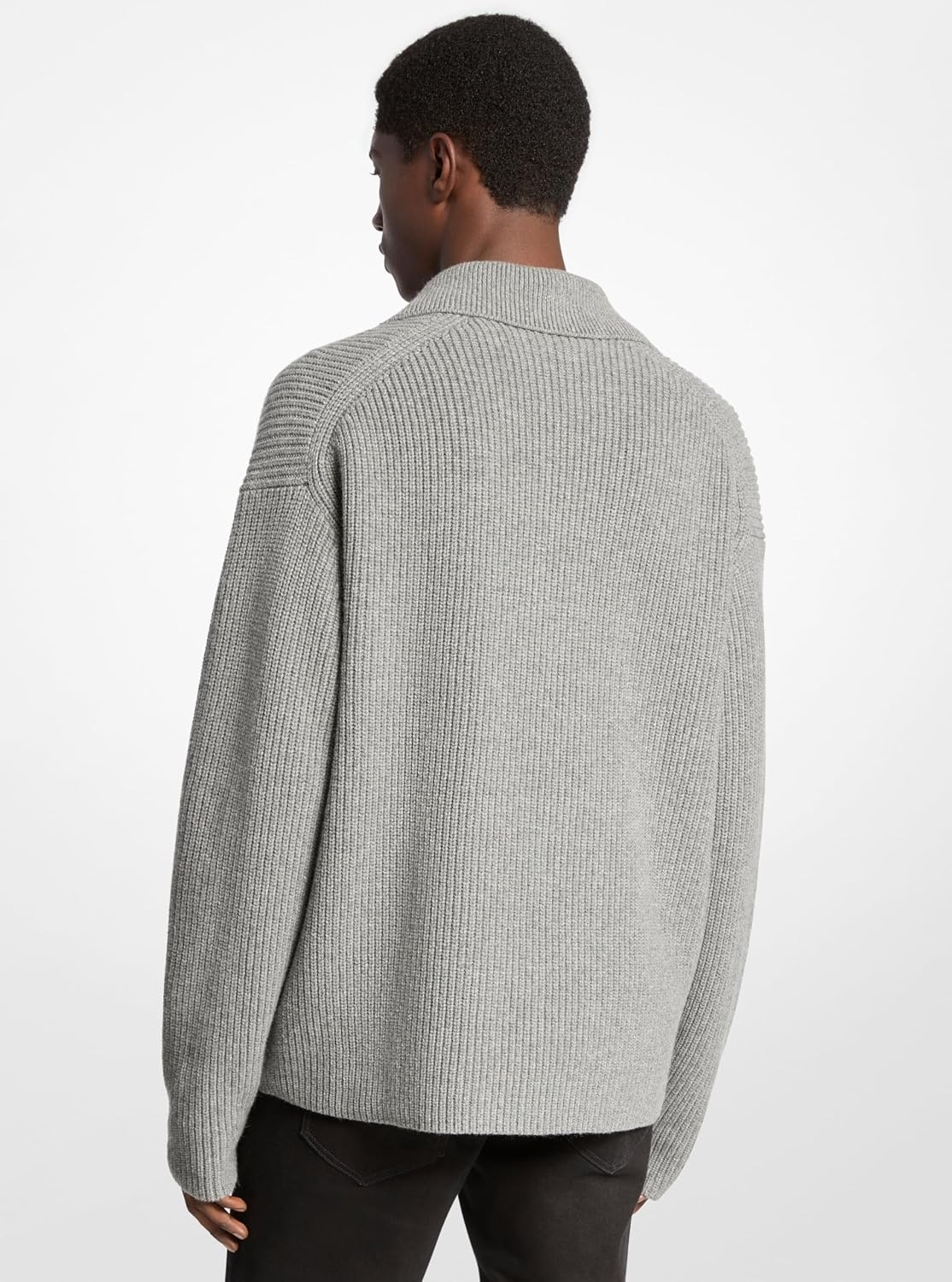 image:imageMichael Kors Mens Textured Johnny Collar SweaterAsh Melange