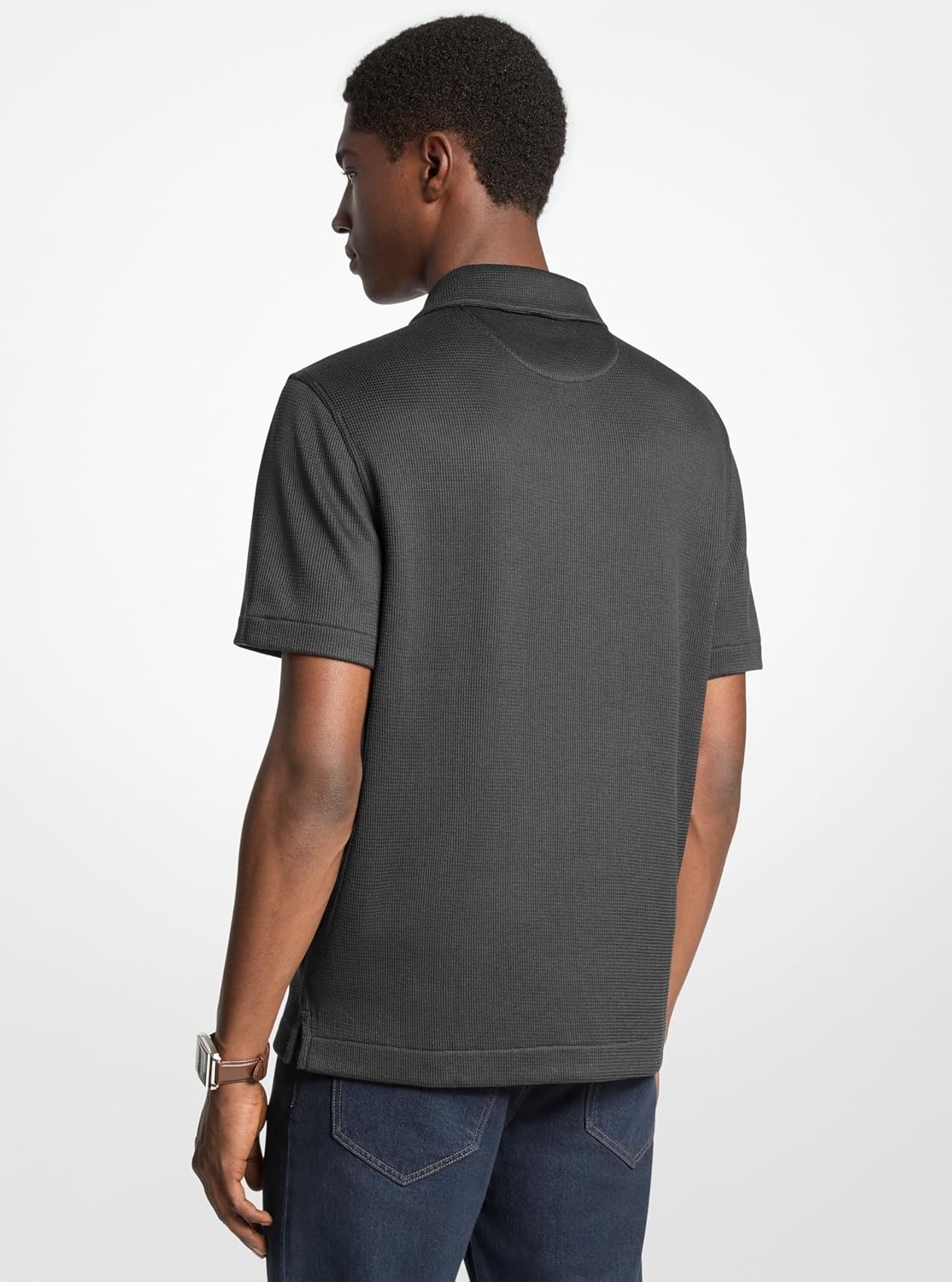 image:imageMichael Kors Mens Textured Waffle Knit PoloBlack
