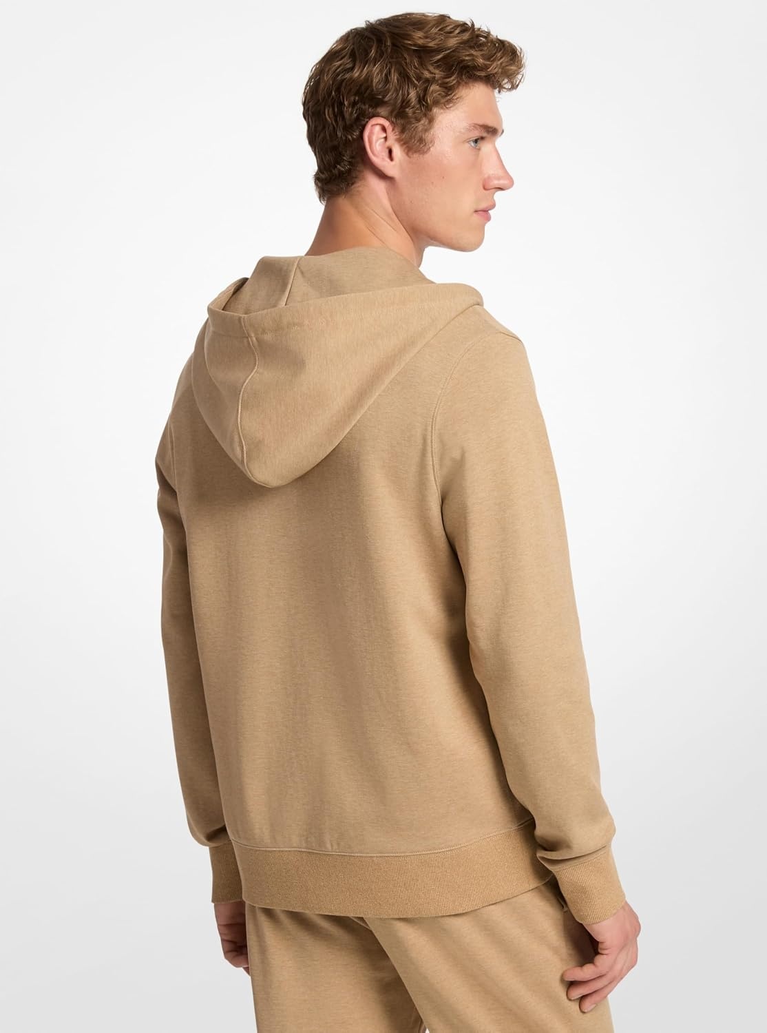 image:imageMichael Kors Mens Tufted Logo Full Zip HoodieDark Camel Melange