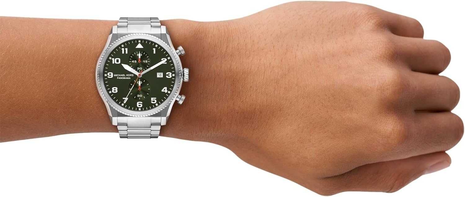 image:imageMichael Kors Panorama Mens Watch Stainless Steel Watch for Men with Steel or Leather BandSilver Bracelet