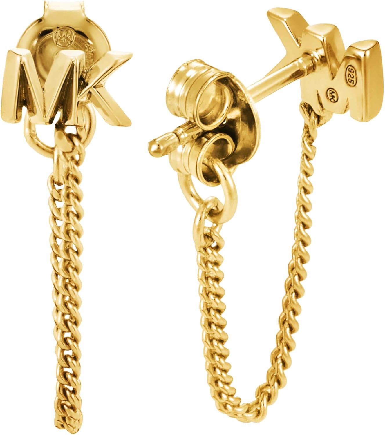 image:imageMichael Kors Precious MetalPlated Sterling Silver Pav Logo Studs EarringsGold Pav Drop