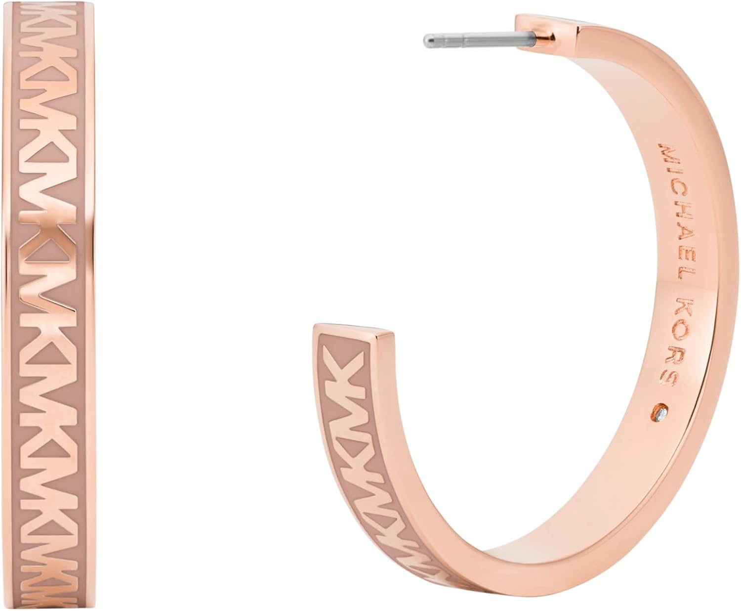 image:imageMichael Kors Rose Gold Hoop Earrings for Women Huggie Earrings for Women Stainless Steel Earrings Jewelry for WomenRose Gold Repeating MK Logo