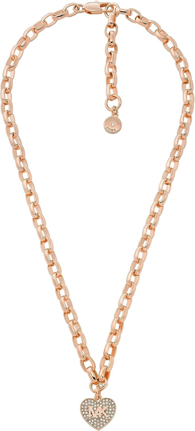 image:imageMichael Kors Rose GoldTone Necklace for Women Necklaces for Women Jewelry for WomenCrystal Heart Logo Pendant
