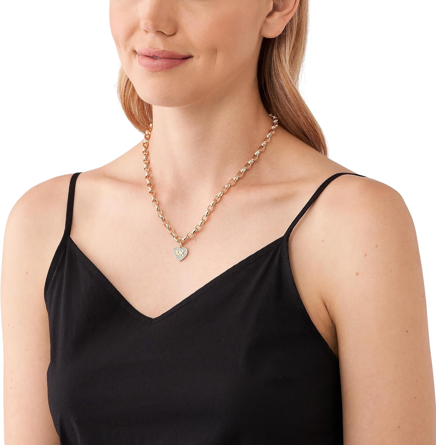 image:imageMichael Kors Rose GoldTone Necklace for Women Necklaces for Women Jewelry for WomenCrystal Heart Logo Pendant