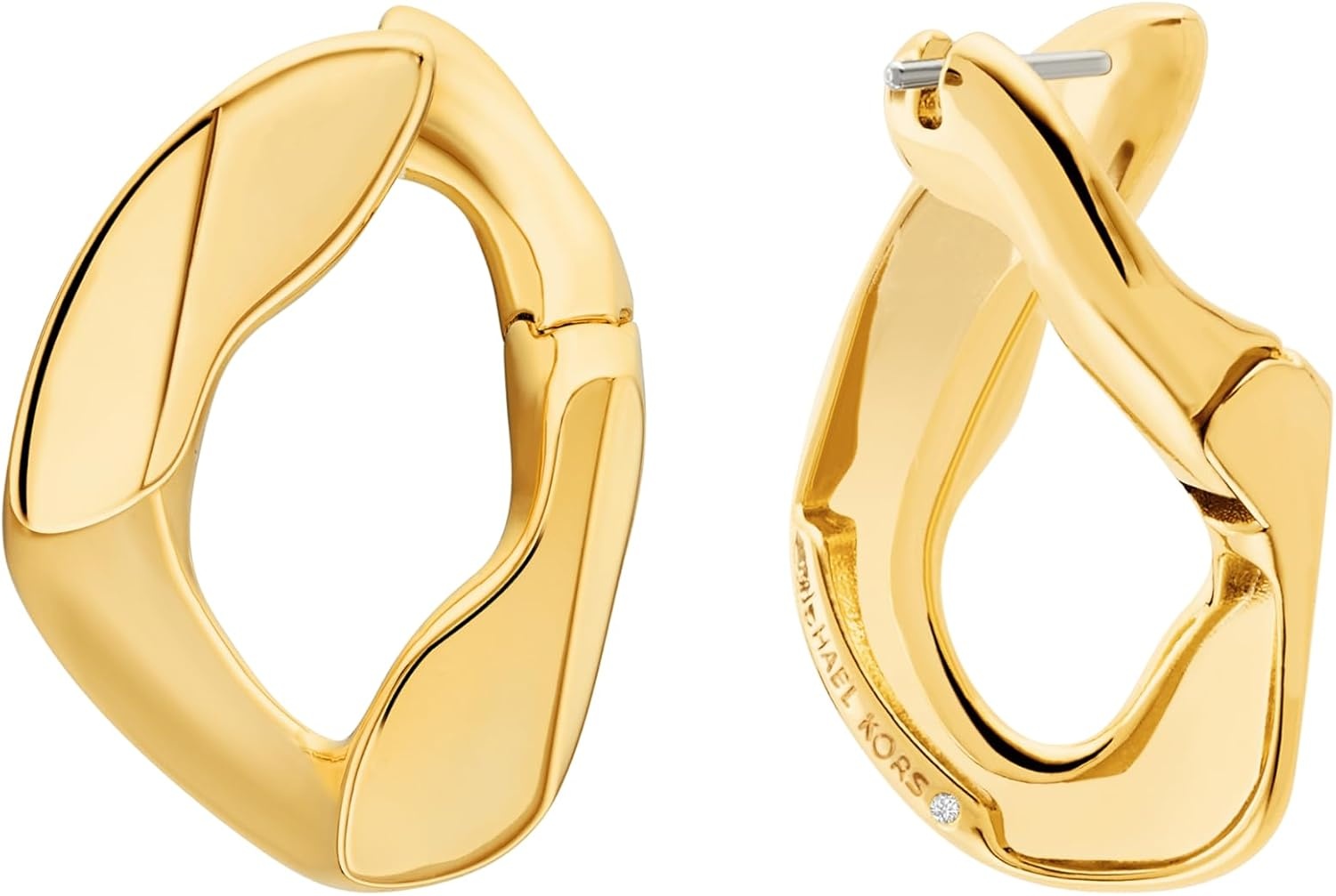 image:imageMichael Kors Stainless Steel MK Logo Hoop Earrings for WomenGold Chain Drop Hoop