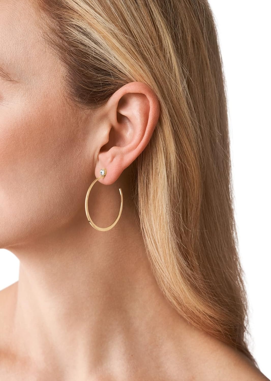 image:imageMichael Kors Stainless Steel MK Logo Hoop Earrings for WomenGold Crystal Whisper Logo
