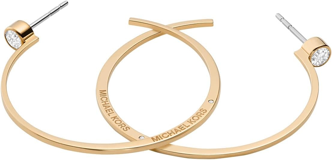 image:imageMichael Kors Stainless Steel MK Logo Hoop Earrings for WomenGold Crystal Whisper Logo