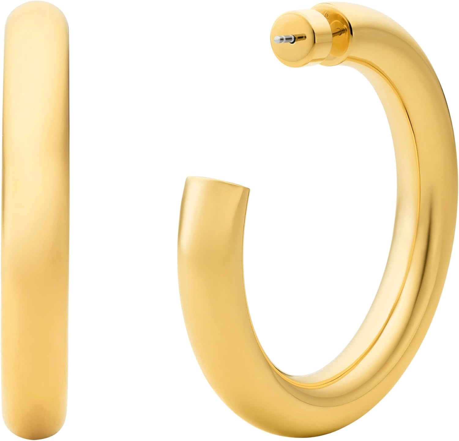 image:imageMichael Kors Stainless Steel MK Logo Hoop Earrings for WomenGold Medium Chunky Hoop
