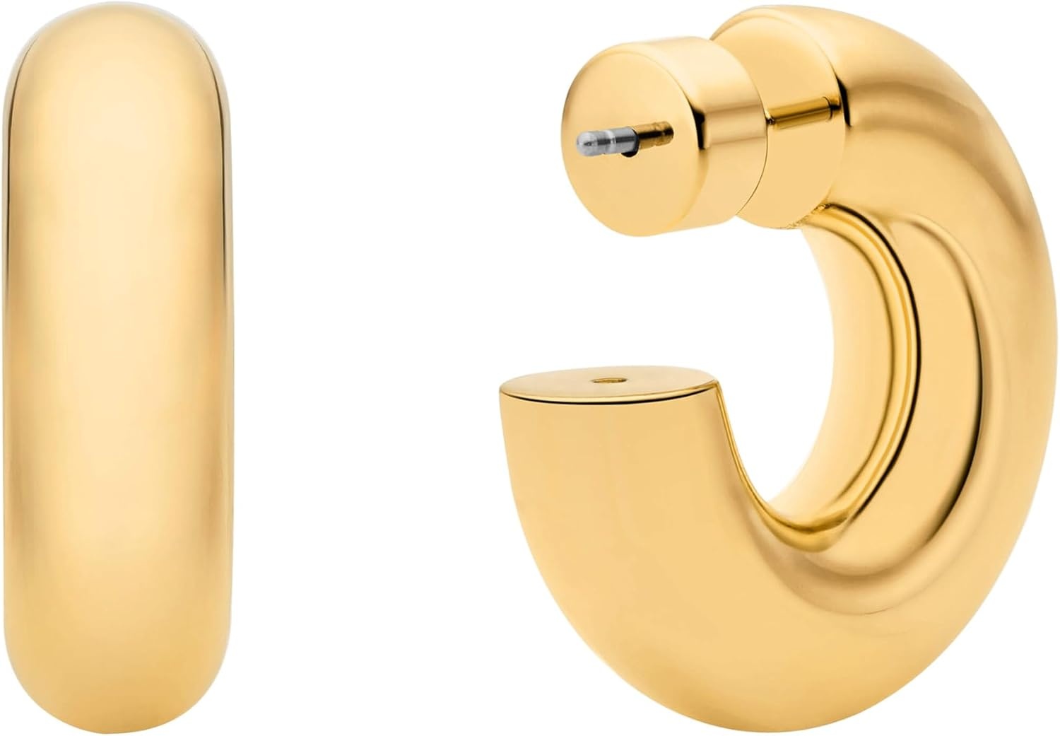 image:imageMichael Kors Stainless Steel MK Logo Hoop Earrings for WomenGold Small Chunky Hoop