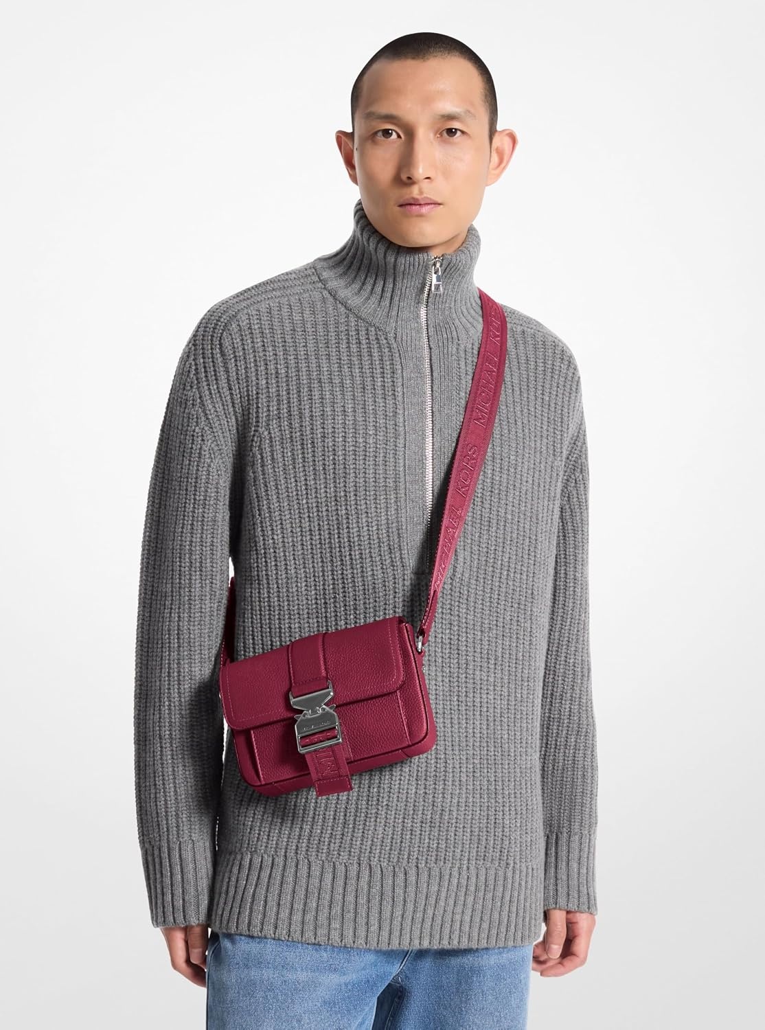 image:imageMichael Kors Unisex Hudson Aviator Crossbody BagGunmetalhardwareMulberry