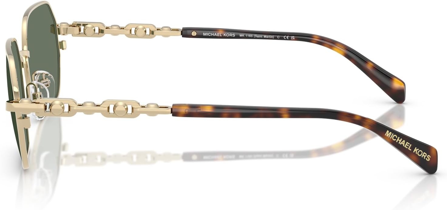 image:imageMichael Kors Womens Mk1165 Saint Martin Square SunglassesLight Gold ShinyGreen Solid