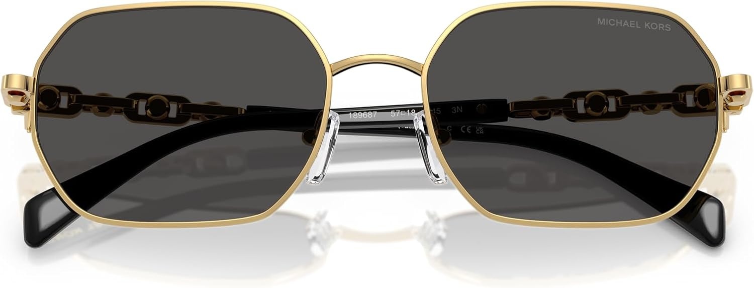 image:imageMichael Kors Womens Mk1165 Saint Martin Square SunglassesYellow Gold ShinyDark Grey Solid
