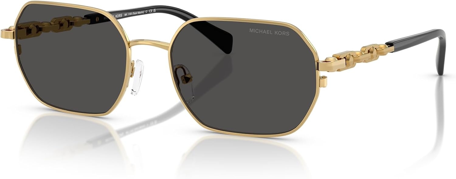 image:imageMichael Kors Womens Mk1165 Saint Martin Square SunglassesYellow Gold ShinyDark Grey Solid