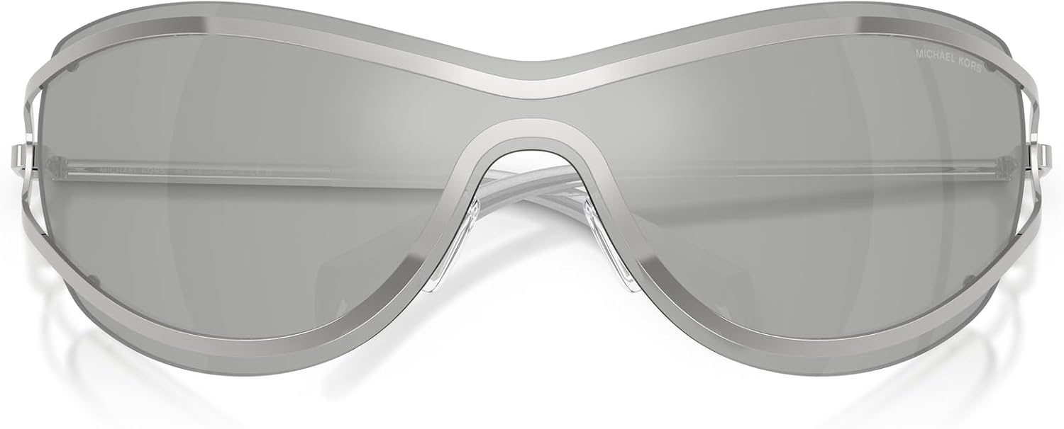 image:imageMichael Kors Womens Mk1166 La Praia Oval SunglassesSilver ShinySilver Mirrored