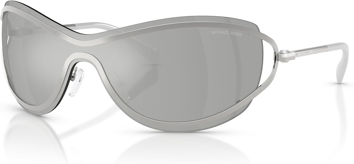 image:imageMichael Kors Womens Mk1166 La Praia Oval SunglassesSilver ShinySilver Mirrored