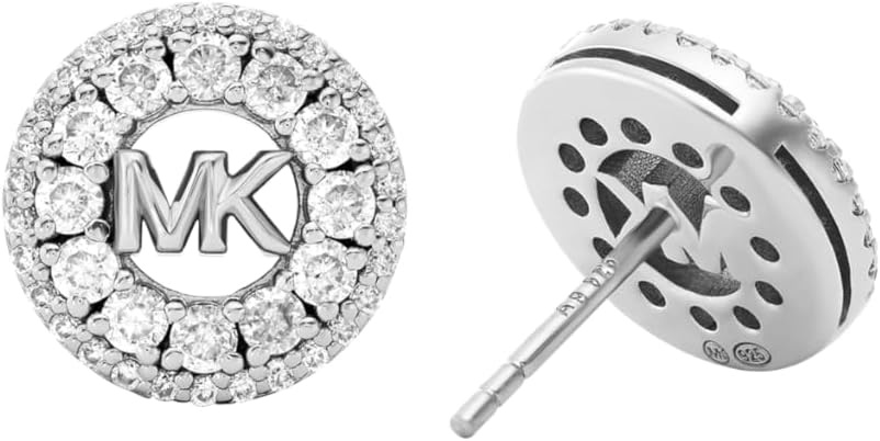 image:imageMichael Kors Womens RhodiumPlated Sterling Silver Pav Logo Stud Earrings Model MKC1827040