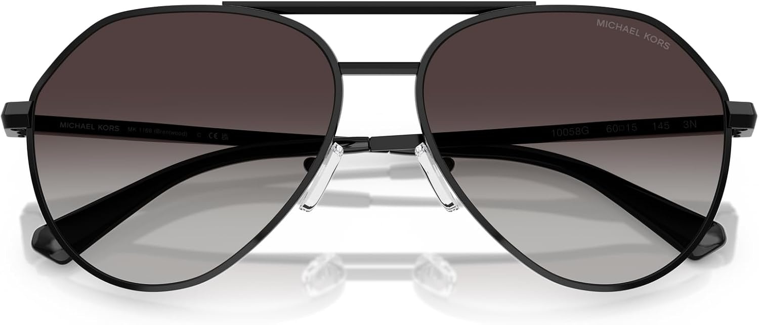 image:imageMichael Kors mens Mk1168 Brentwood Aviator SunglassesBlack ShinyDark Grey Gradient