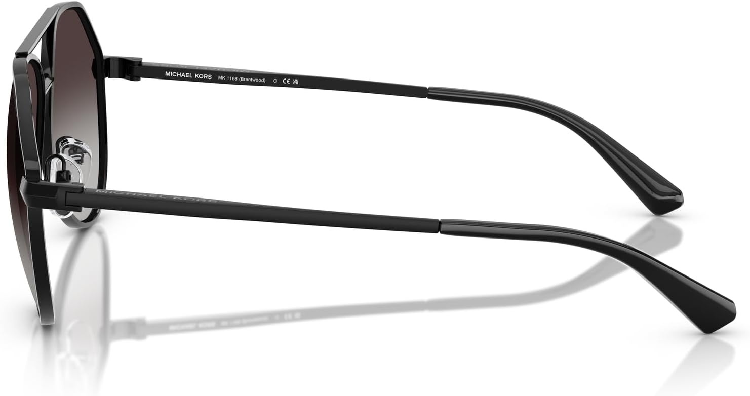 image:imageMichael Kors mens Mk1168 Brentwood Aviator SunglassesBlack ShinyDark Grey Gradient