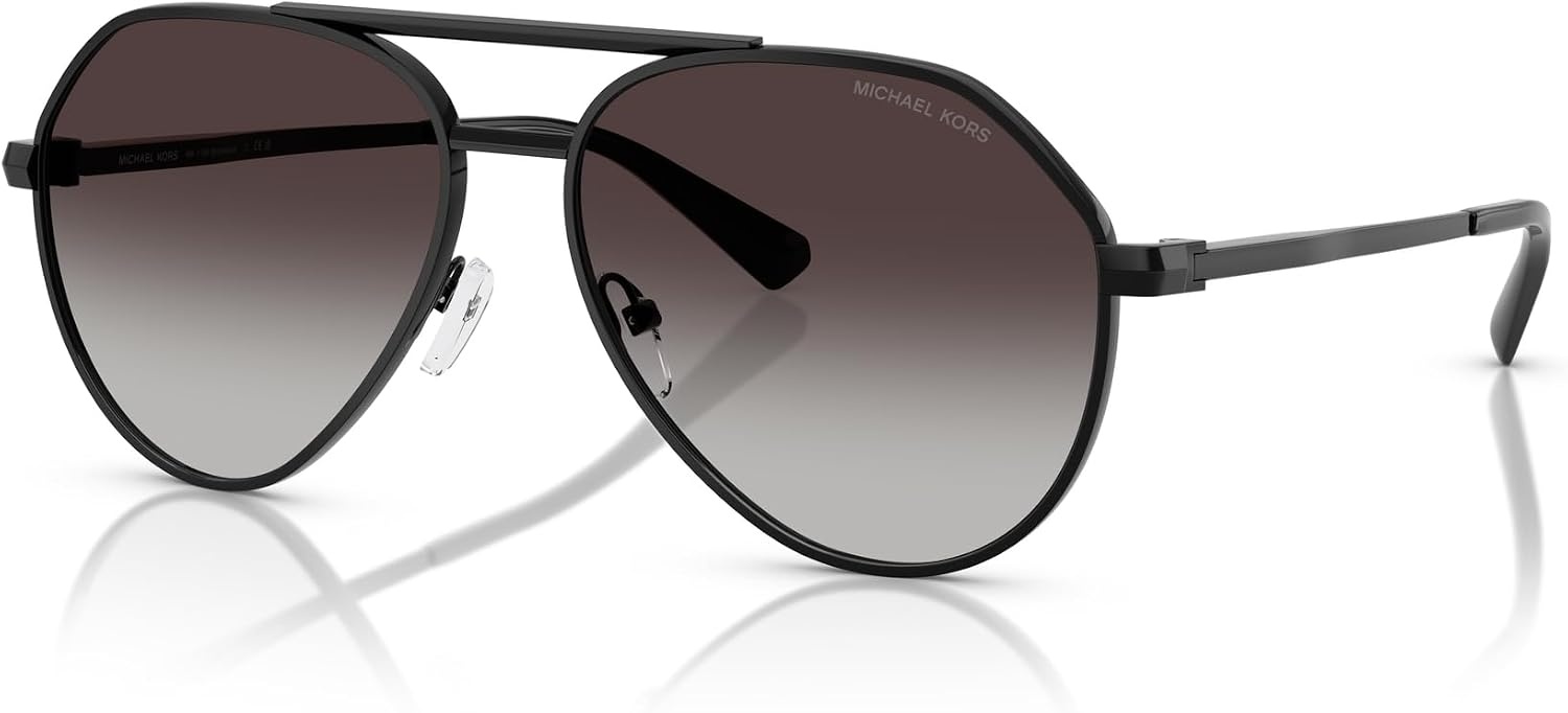 image:imageMichael Kors mens Mk1168 Brentwood Aviator SunglassesBlack ShinyDark Grey Gradient
