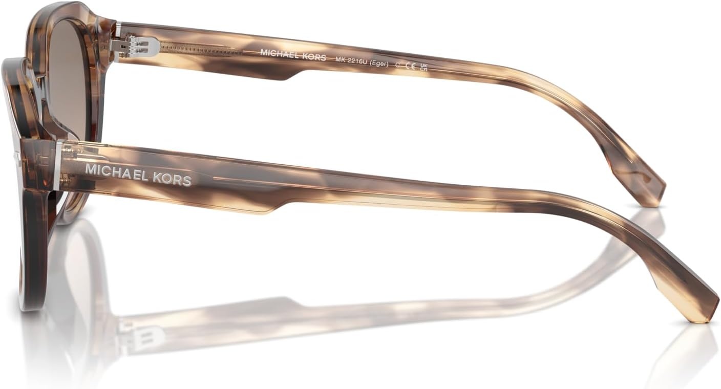 image:imageMichael Kors mens Mk2216u Eger Universal Fit Round SunglassesBrown HornBrown Gradient Black Mirrored