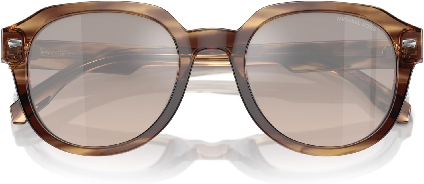 image:imageMichael Kors mens Mk2216u Eger Universal Fit Round SunglassesBrown HornBrown Gradient Black Mirrored