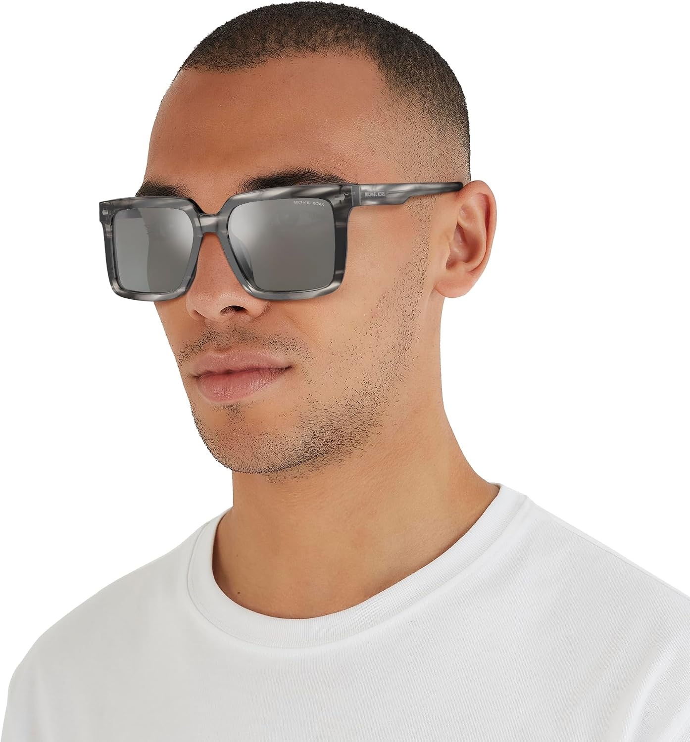image:imageMichael Kors mens Mk2217u Abruzzo Universal Fit Square SunglassesBlack HornGrey Mirrored Gradient