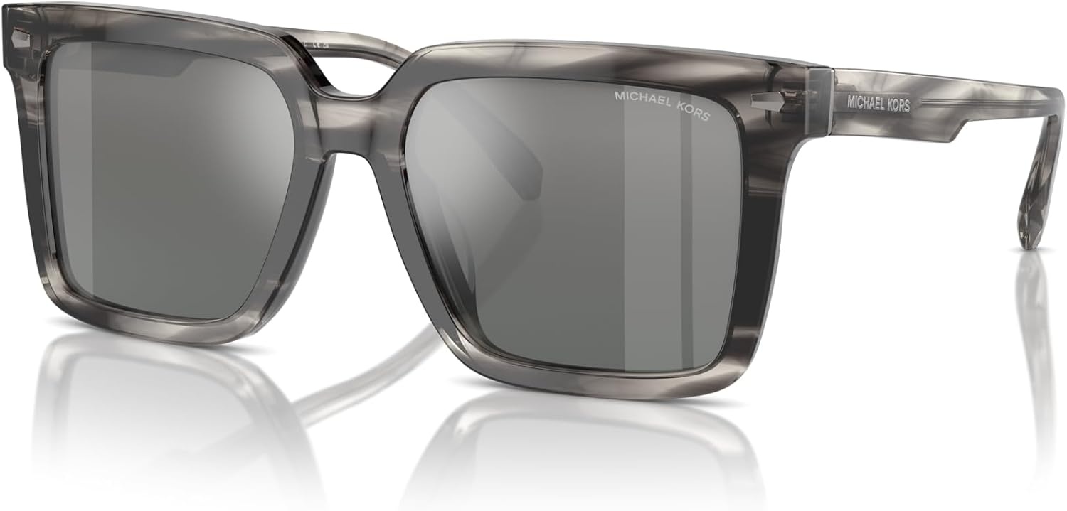 image:imageMichael Kors mens Mk2217u Abruzzo Universal Fit Square SunglassesBlack HornGrey Mirrored Gradient