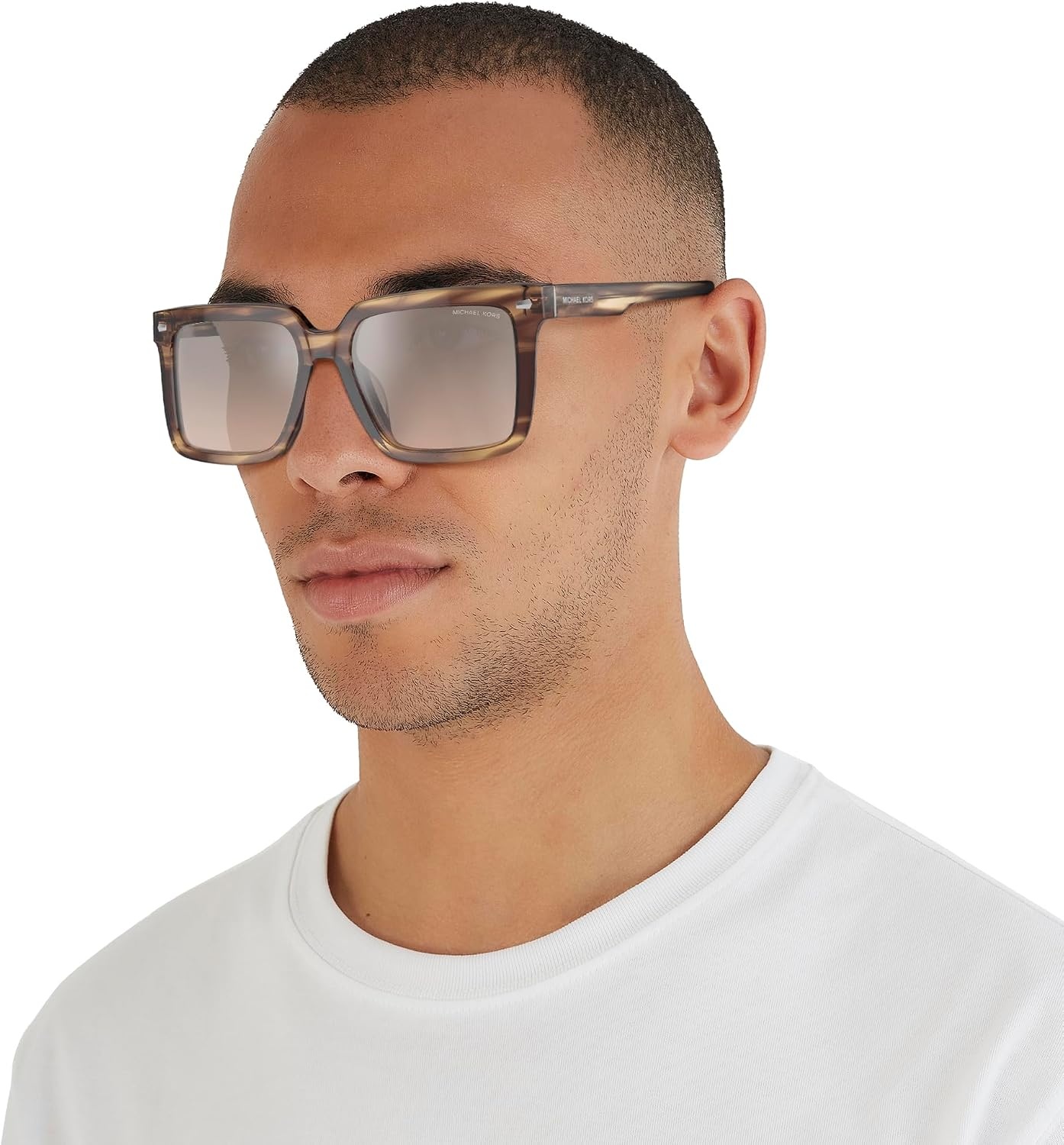 image:imageMichael Kors mens Mk2217u Abruzzo Universal Fit Square SunglassesBrown HornBrown Gradient Black Mirrored