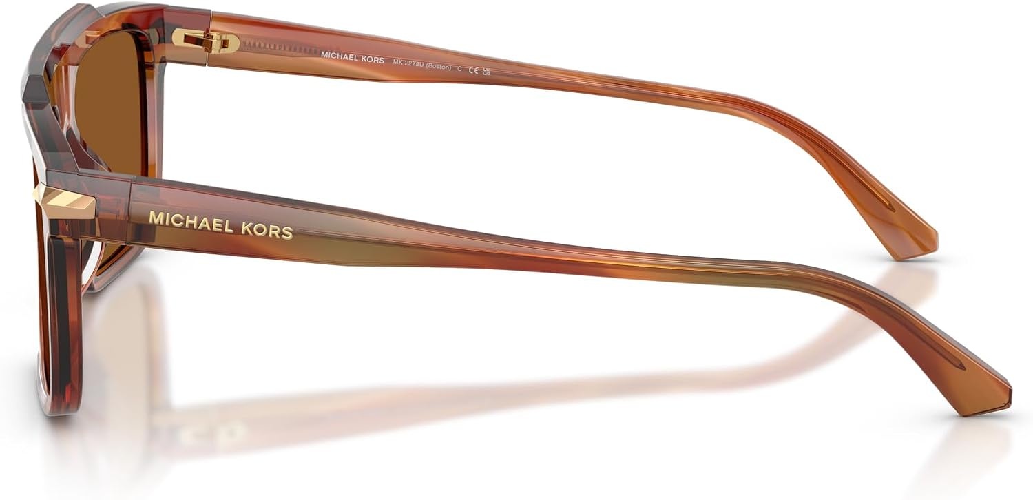 image:imageMichael Kors mens Mk2278u Boston Universal Fit Square SunglassesBrown HornAmber Monochromatic