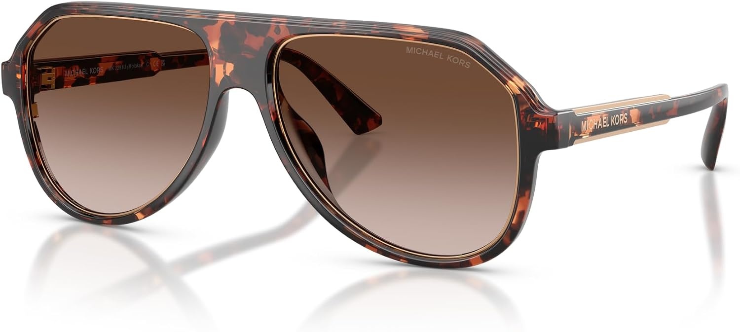 image:imageMichael Kors mens Mk2281u Molokai Universal Fit Aviator SunglassesDark TortoiseSmoke Gradient