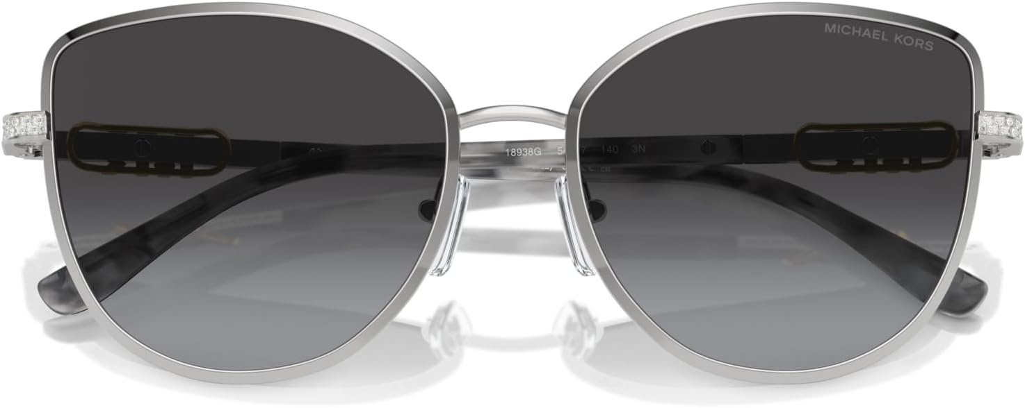 image:imageMichael Kors womens Mk1144b Catalonia Cat Eye SunglassesShiny SilverNavy Gradient