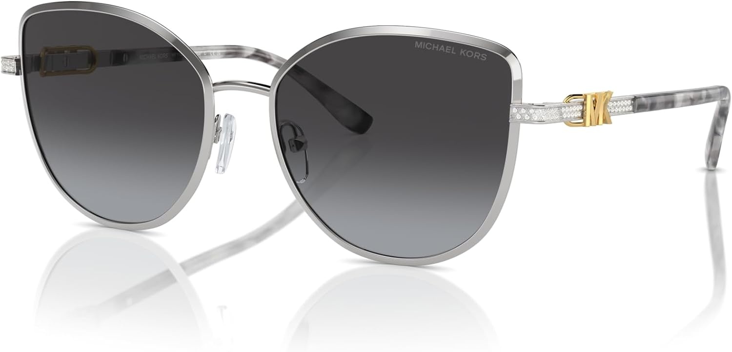 image:imageMichael Kors womens Mk1144b Catalonia Cat Eye SunglassesShiny SilverNavy Gradient