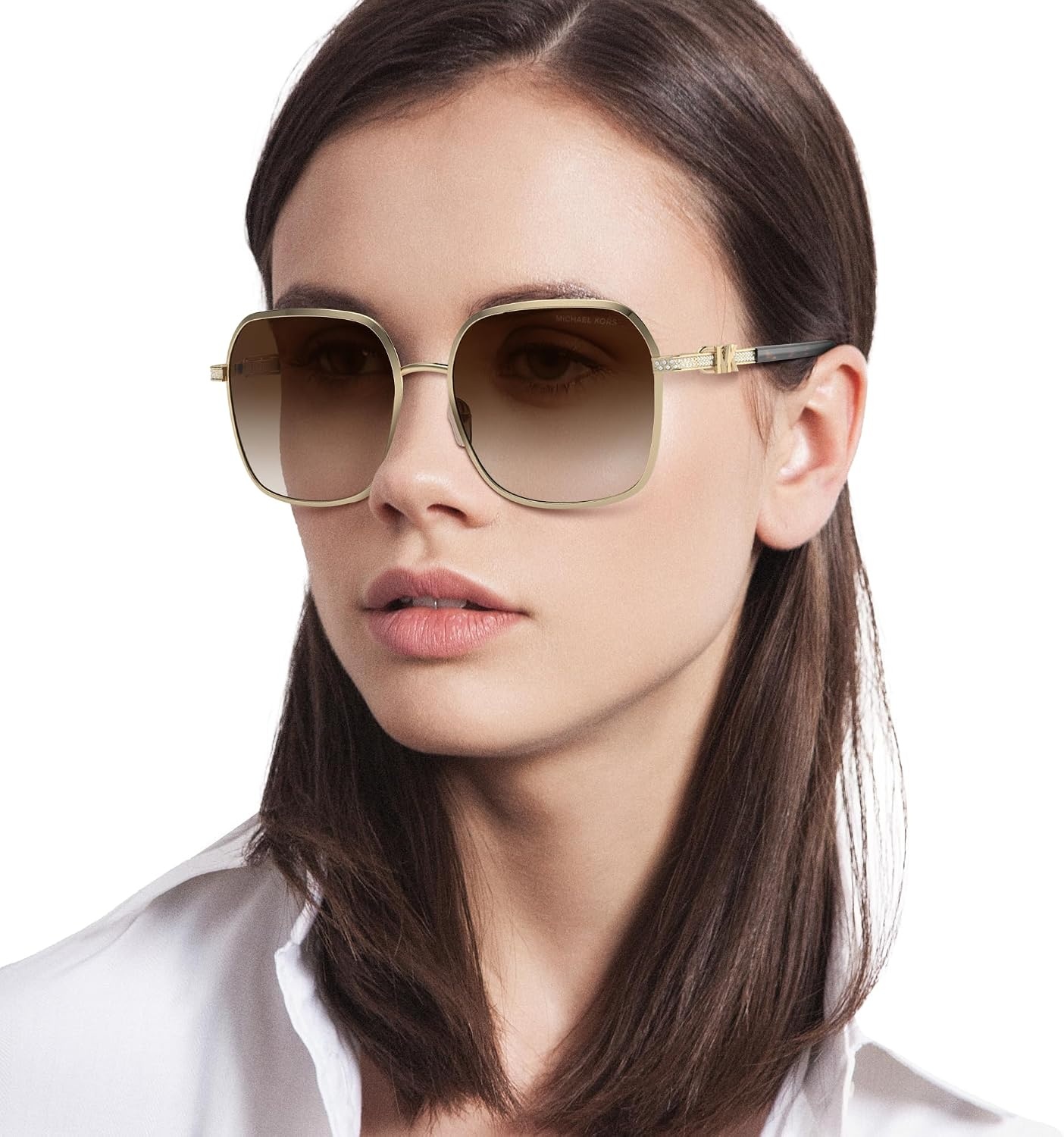 image:imageMichael Kors womens Mk1145b Cadiz Square SunglassesShiny Light GoldBrown Gradient