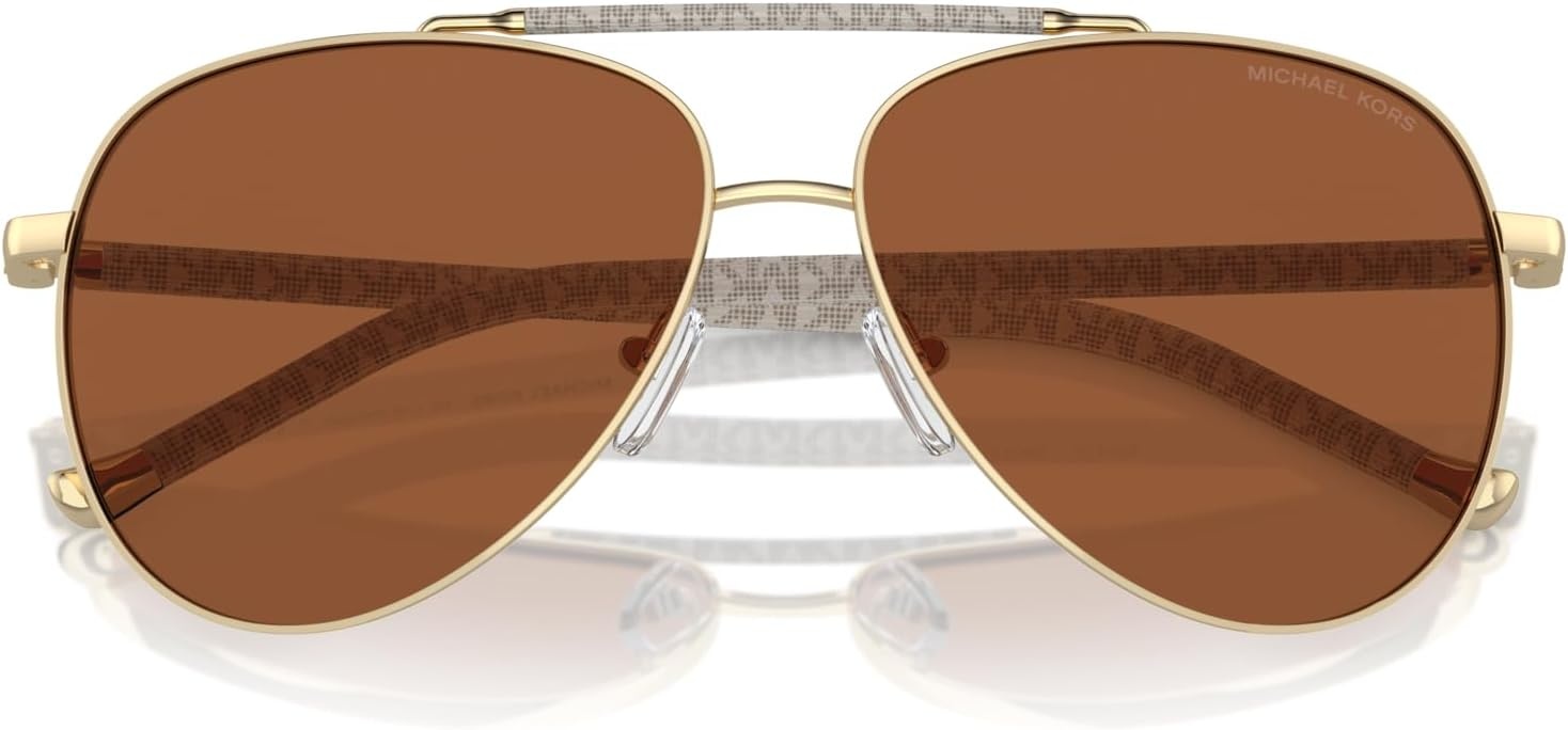 image:imageMichael Kors womens Mk1146 Portugal Aviator SunglassesShiny Light Gold Brown Solid