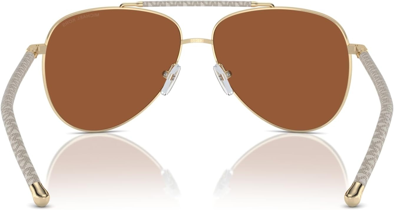 image:imageMichael Kors womens Mk1146 Portugal Aviator SunglassesShiny Light Gold Brown Solid