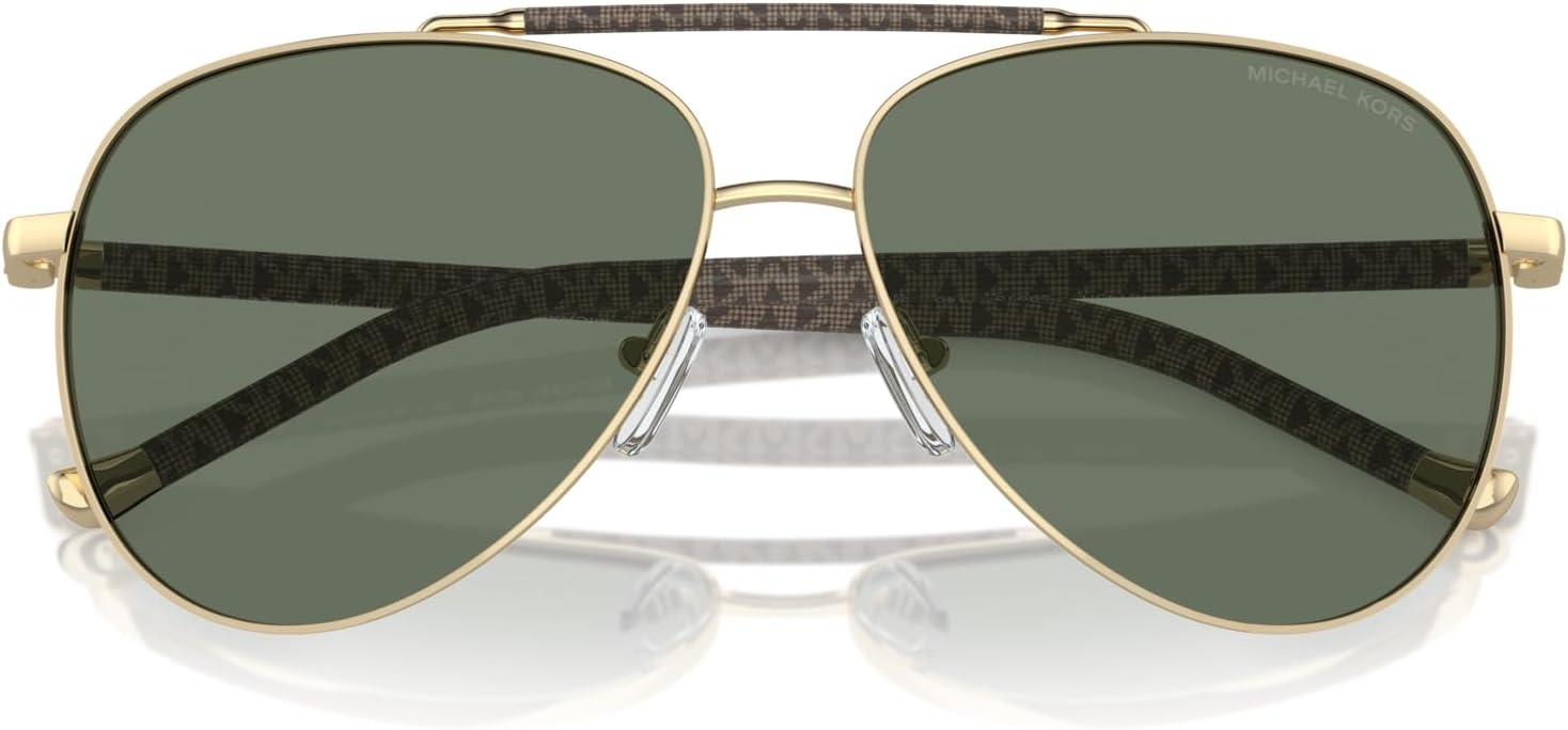 image:imageMichael Kors womens Mk1146 Portugal Aviator SunglassesShiny Light Gold Green Solid