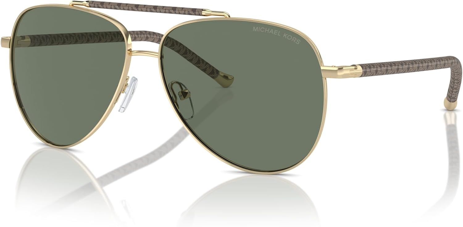image:imageMichael Kors womens Mk1146 Portugal Aviator SunglassesShiny Light Gold Green Solid