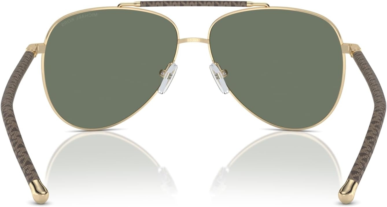 image:imageMichael Kors womens Mk1146 Portugal Aviator SunglassesShiny Light Gold Green Solid