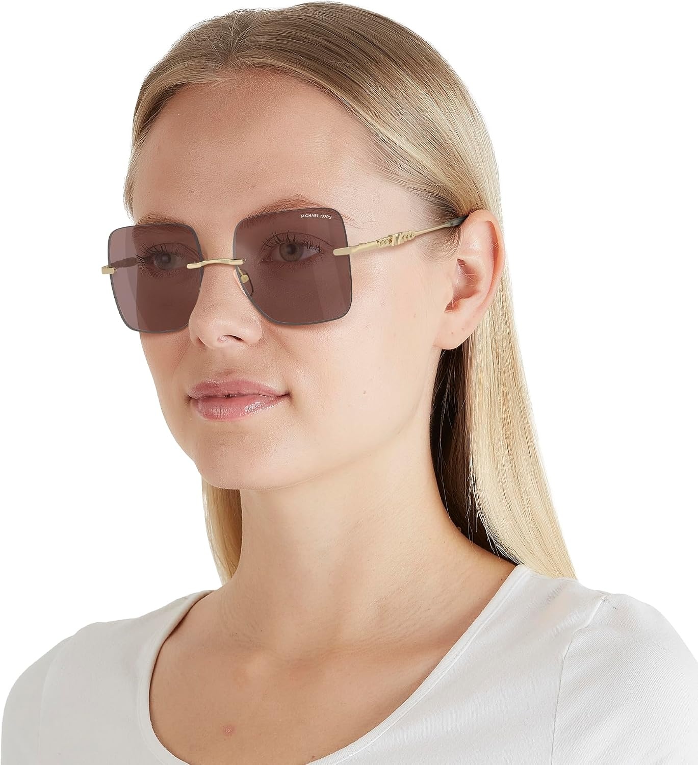 image:imageMichael Kors womens Mk1150 Qubec Square SunglassesPink Solid Back MirroredPink Solid Back Mirrored