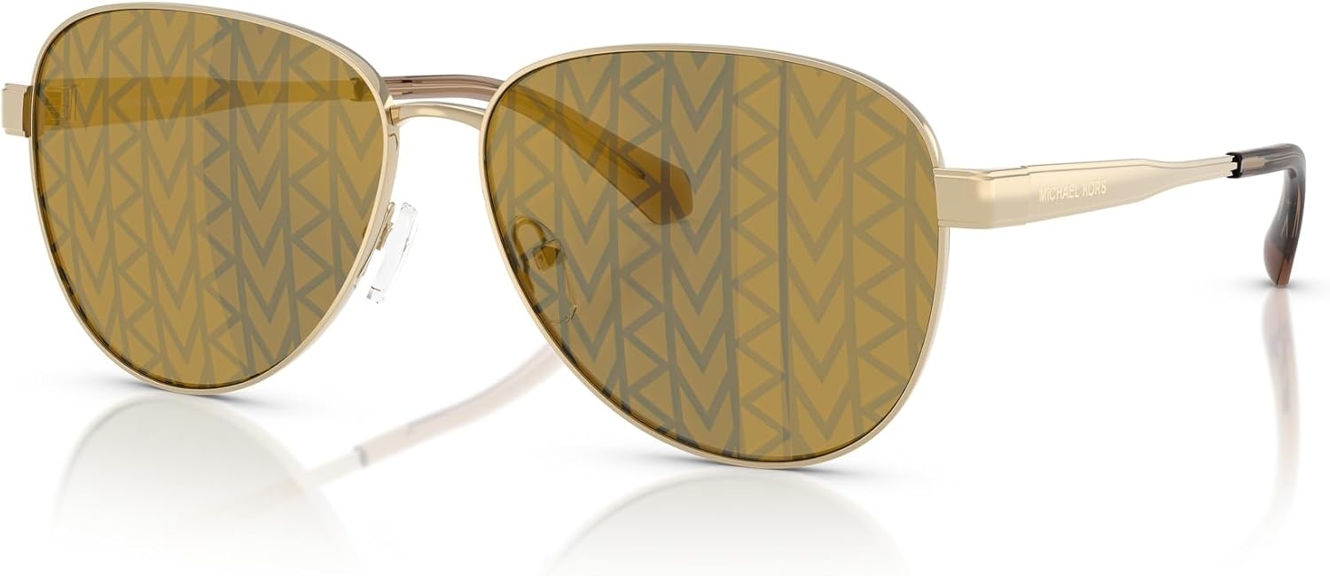 image:imageMichael Kors womens Mk1160 Biarritz Aviator SunglassesLight GoldDark Brown Monochromatic