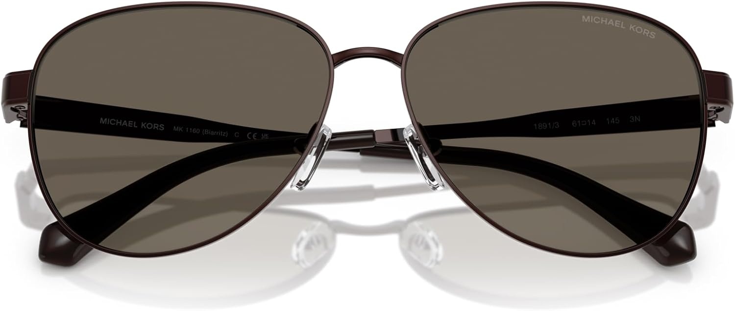 image:imageMichael Kors womens Mk1160 Biarritz Aviator SunglassesShiny ChocolateChocolate Solid
